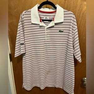 MENS LACOSTE  SPORT STRIPED POLO SHIRT — XL
